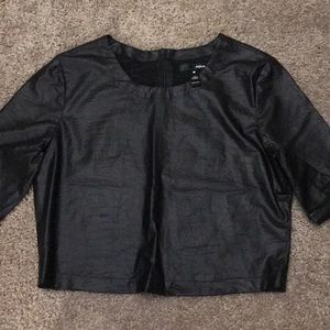 Black Leather Crop Top